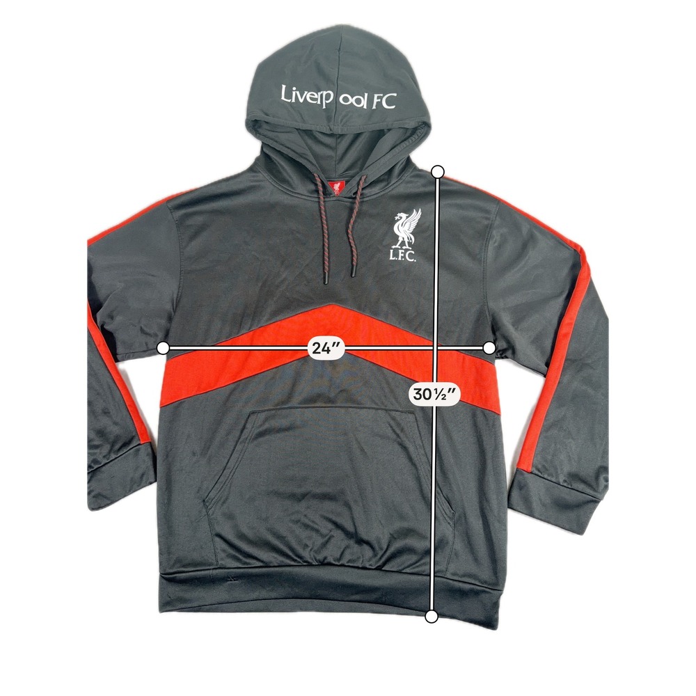 Liverpool FC Hoodie Official LFC Product Polyester Chevron XL Black Red Soccer - Picture 9 of 10